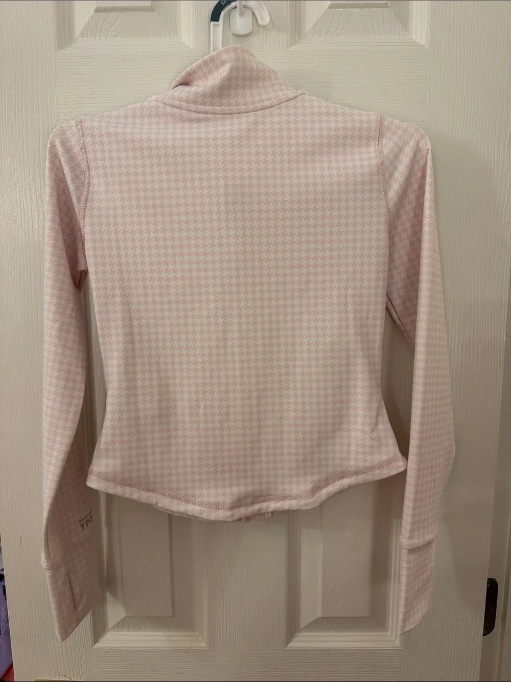 abercrombie kids Light Pink Houndstooth Zip Bomber Jacket